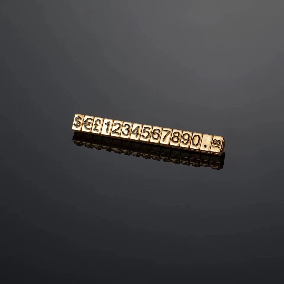 3*5mm justerbar pris kube tag til smykker pris display tæller stativ nummer brev dollar pris blok kit til detailbutik: Sorte guldcifre