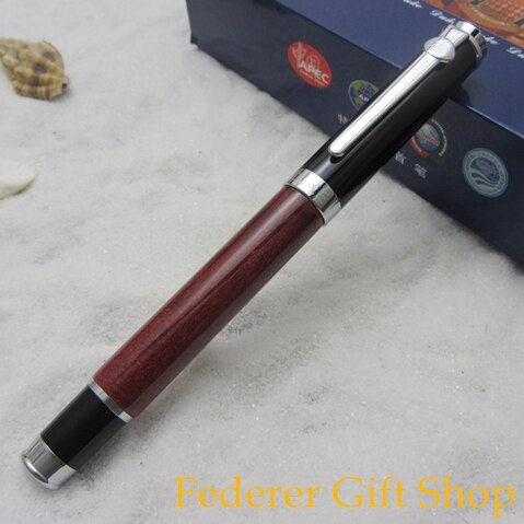 Duke D98 pluma estilográfica negra de fibra de carbono, Clip de plumín mediano y plateado, lapicero de tinta de metal de 3 colores opcional: Rojo