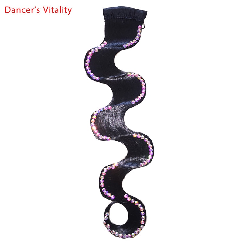 Ballroom Dance Headwear Belly Dance Headdress Diamond Wavy Wigs Women Latin Dancing Performance Hair ornament Accessories