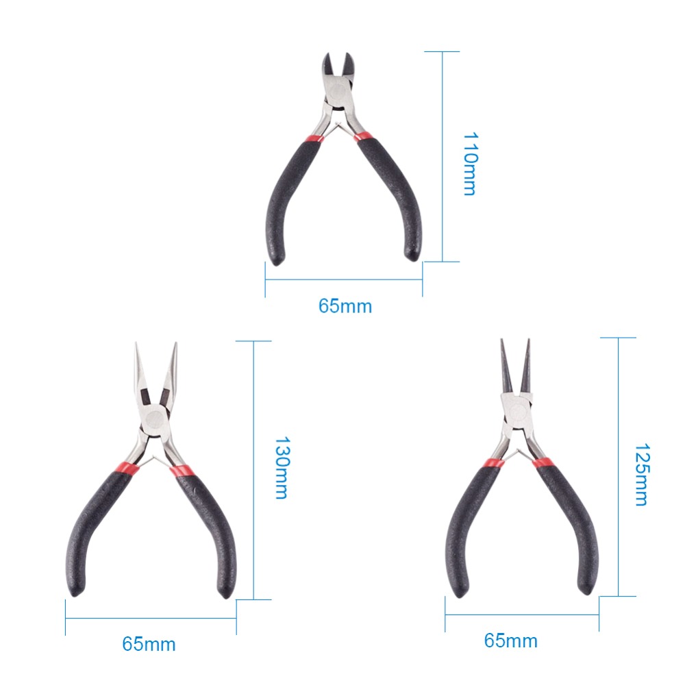 PandaHall 3 teile/satz 45 # Stahl DIY Schmuck Zangen Werkzeuge & Ausrüstungen setzt Runde Nase Draht-Cutter Seite- schneiden Schmuck Zangen Schwarz