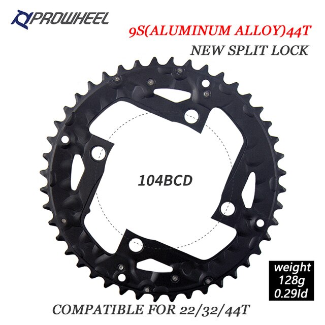 Prowheel fiets tandwielen 64/96/104 bcd mtb fiets kettingblad 22/24/30/32/40/42/44t kettingbladen mountainbike crankstel tand onderdelen: 9s 44t al 104 voor christus