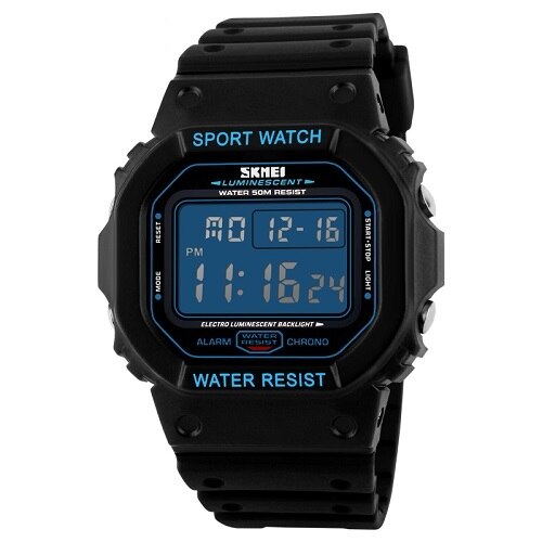 Reloj deportivo Digital SKMEI 1134 para hombre, reloj de pulsera resistente al agua con cronógrafo y alarma para exteriores: blue