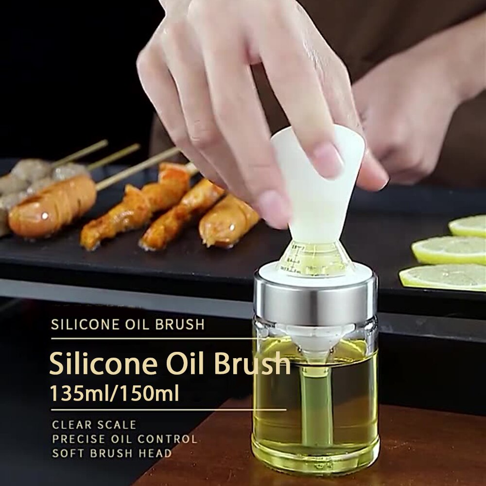 135ml Silicone Oil Brush Bottle Barbecue Grill Oil Brush Baking Pastry Steak Liquid Dropper Bottle Dispenser Kitchen Accessories
