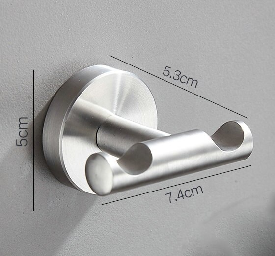 304 Brushed Stainless Steel Single Robe Hook Wall Mounted Towel Hook Clothes Hook Bathroom Hardware: E style