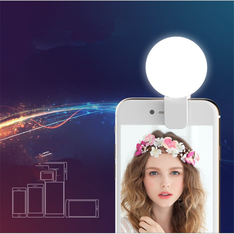 Erilles Coolreall Mini Q Selfie Ring Light Portable Flash LED USB Clip Mobile Phone For Night Photography Fill Light