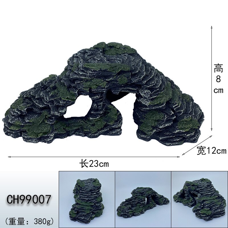 Rocas decorativas artificiales para acuario, paisajismo del tanque de peces, accesorios para acuascape, cueva de reptiles, camarones, ornamento de cueva escondite de piedra: 11
