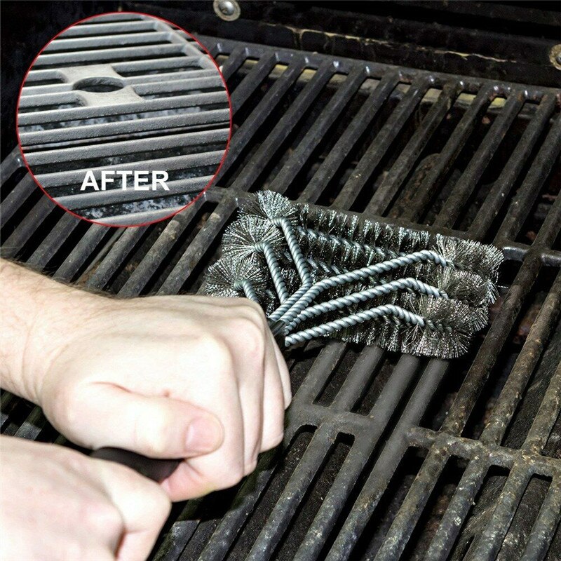 Grill grill bbq børste rent værktøj rustfrit stål trådbørster non-stick rengøringsbørster med håndtag holdbart koge tilbehør