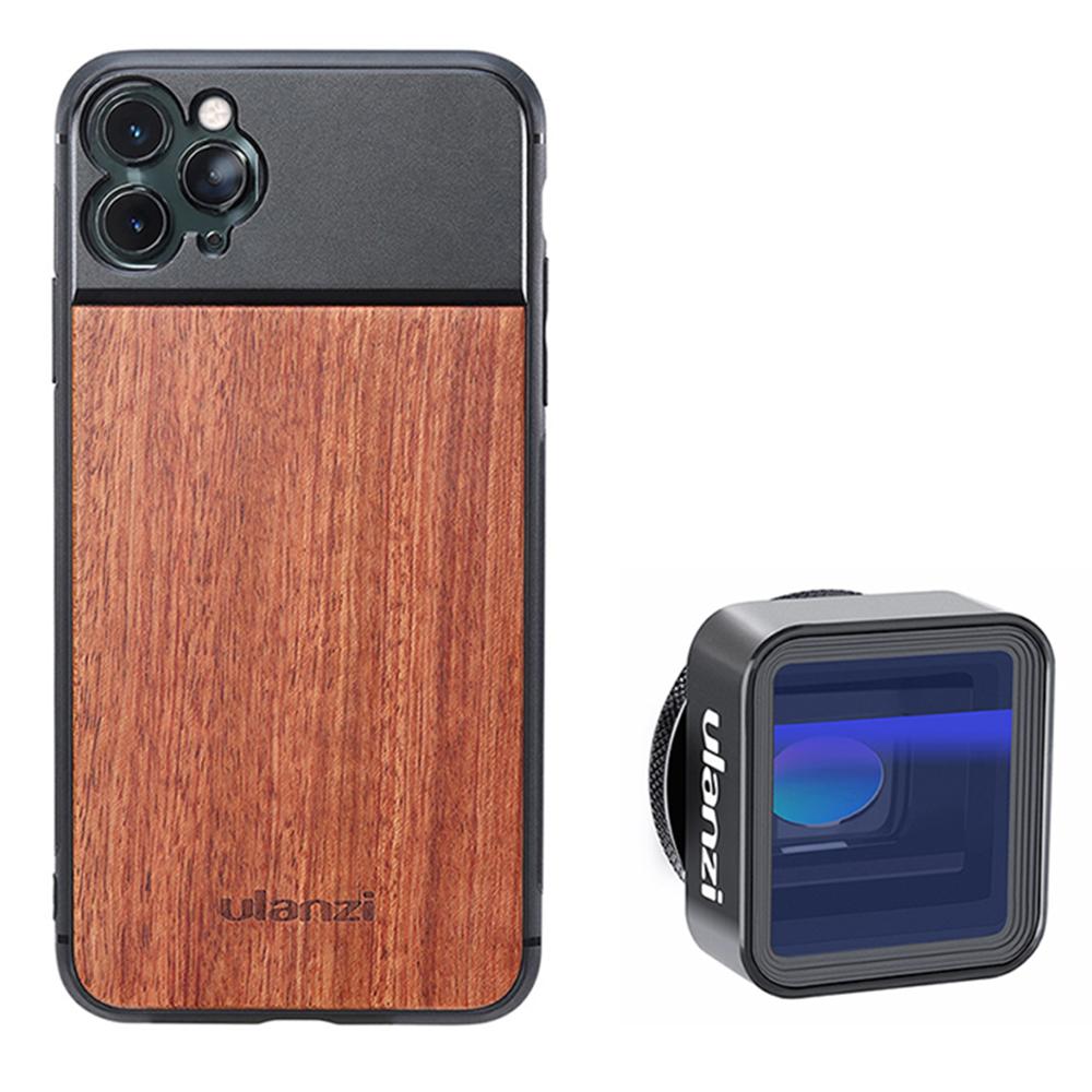 Ulanzi funda de teléfono de madera para iPhone 11, iPhone 11 pro, iPhone 11 pro Max con lente anamórfica lente Macro