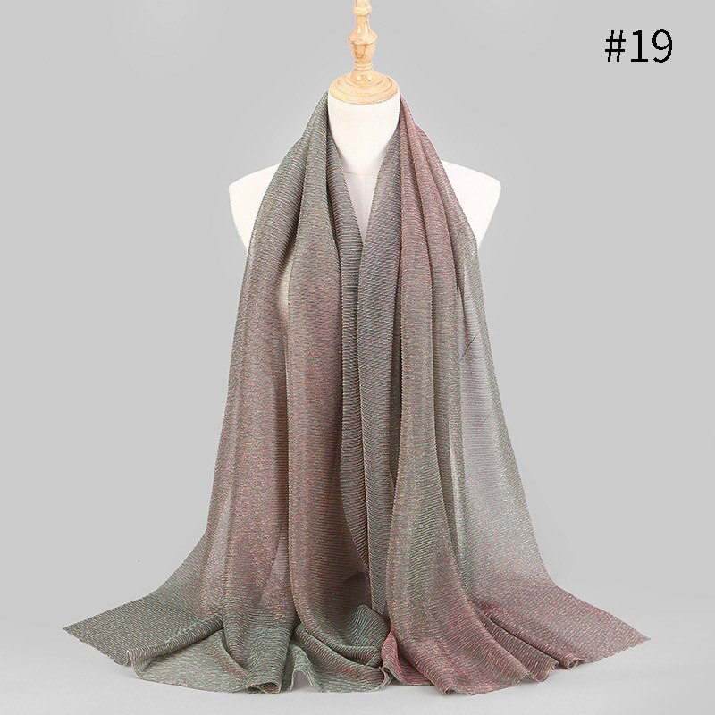 Largo pañuelo islámico para la cabeza para mujer, hiyab musulmán de 75x180cm, a la , con brillo arrugado, chales lisos