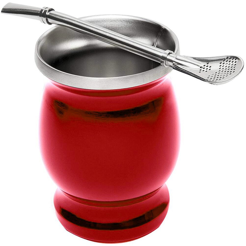 Yerba Mate Kalebas Cup Roestvrij Staal Thee Cup Set Natuurlijke Kalebas Geïsoleerde Beker Eenvoudige Reiniging Dubbelwandige Yerba Mate cup Insulati