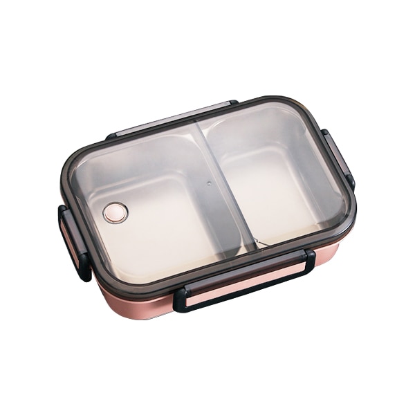 Eco friendly Leakproof Bento Lunch Box Removable Stainless Steel Bento Lunch Box 2-Compartment Portion Control Food Container: Pink Box