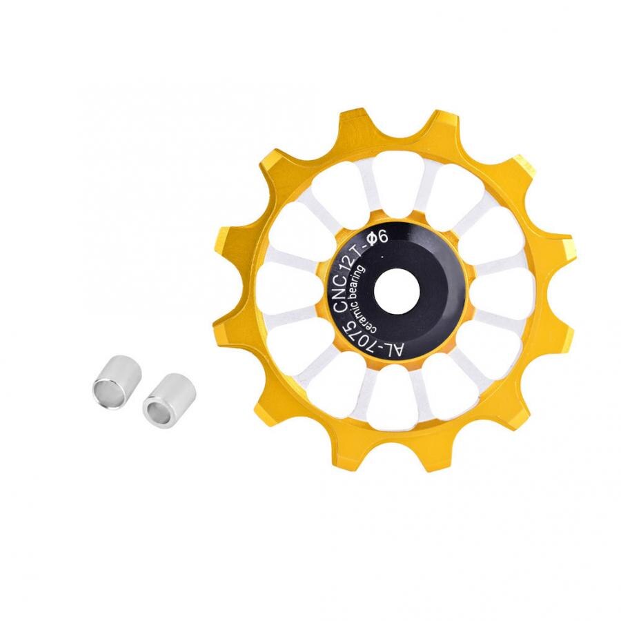 12T Bike Rear guide wheel Ceramic Jockey Wheel Bearing Aluminum Alloy Bicycle Bike Rear Derailleur Pulley Guide Wheel bike parts: Yellow