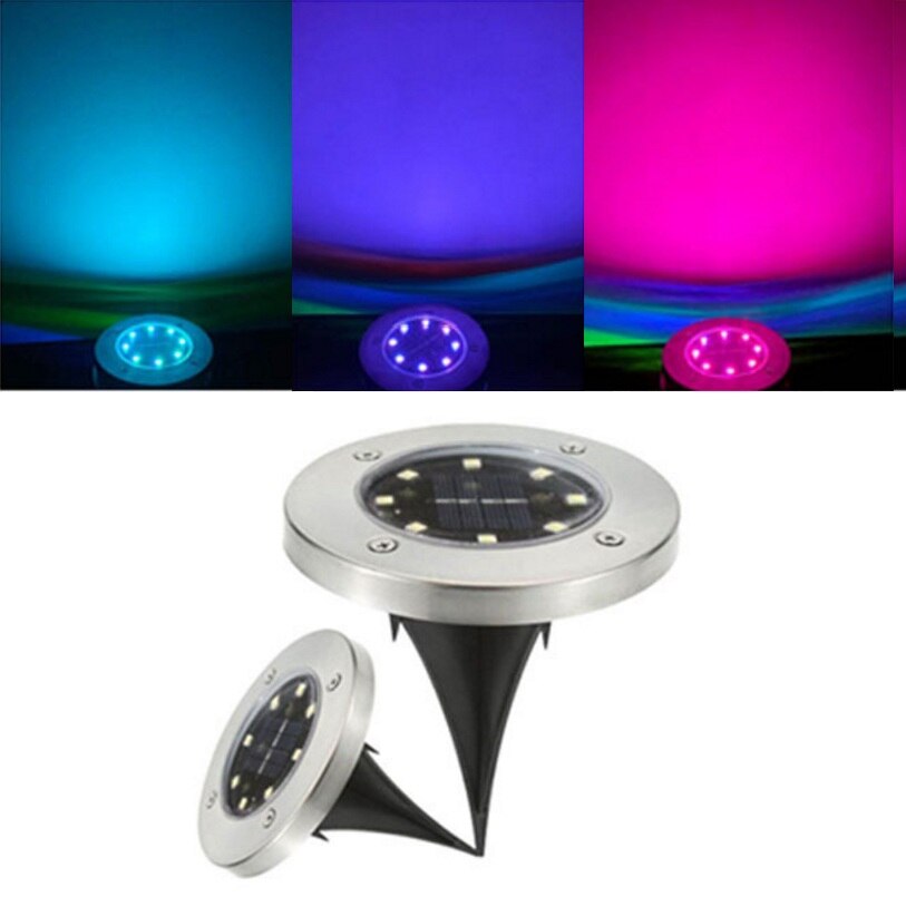 LED solaire lumière de pelouse lampe extérieure colorée 8LED s enterré éclairage souterrain étanche jardin/paysage/patio/rue/canal