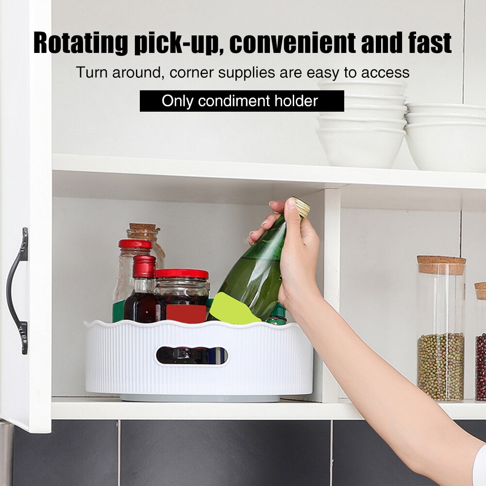 Kitchen Storage Food Organizer Condiment Holder Cooking Oil Revolving Large Capacity ABS Rack Makeup Home Lazy Turntable