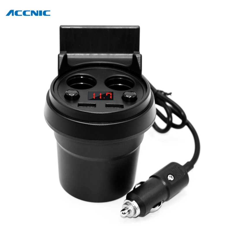 Accnic Unviersal 5V 3.1A Dual Usb Car Charger & Sigarettenaansteker Adapter Met Led Display Fast Charger Voor Iphone samsung Htc