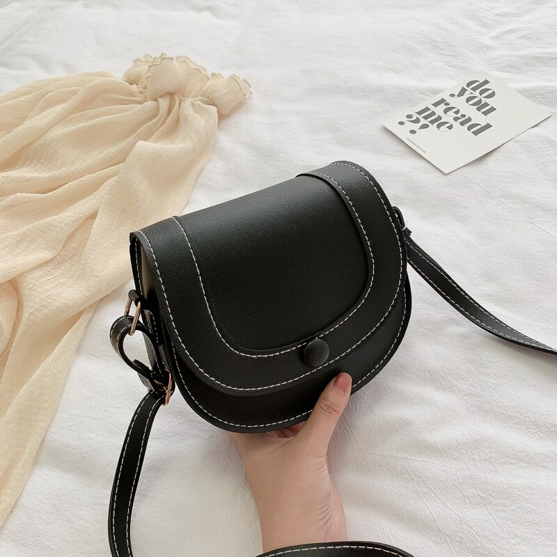 Women Vintage Small Square Bag Ladies Handbag Retro Shoulder Bags PU Leather Messenger bag Mobile Phone Packet Purse: Black