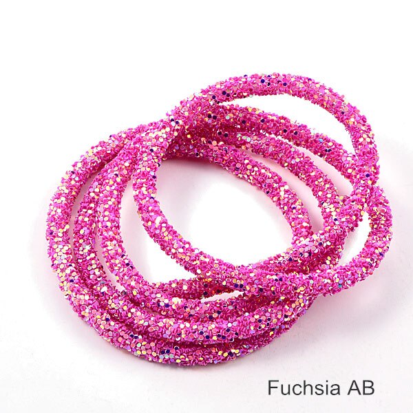 1 Iarda 6 millimetri di trasporto Della Resina di Scintillio di Strass Corda Mulit Colori Del Cavo Del Tubo Corda Strass Guarnizioni per Le Decorazioni di Nozze F0144: Fuchsia AB
