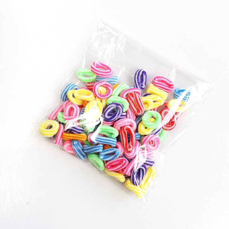 100 Pcs Colorful Child Kids Hair Holders Hairband Cute Rubber Hair Band Elastic Accessories Girl Charms Headwear: Mixed Color 1