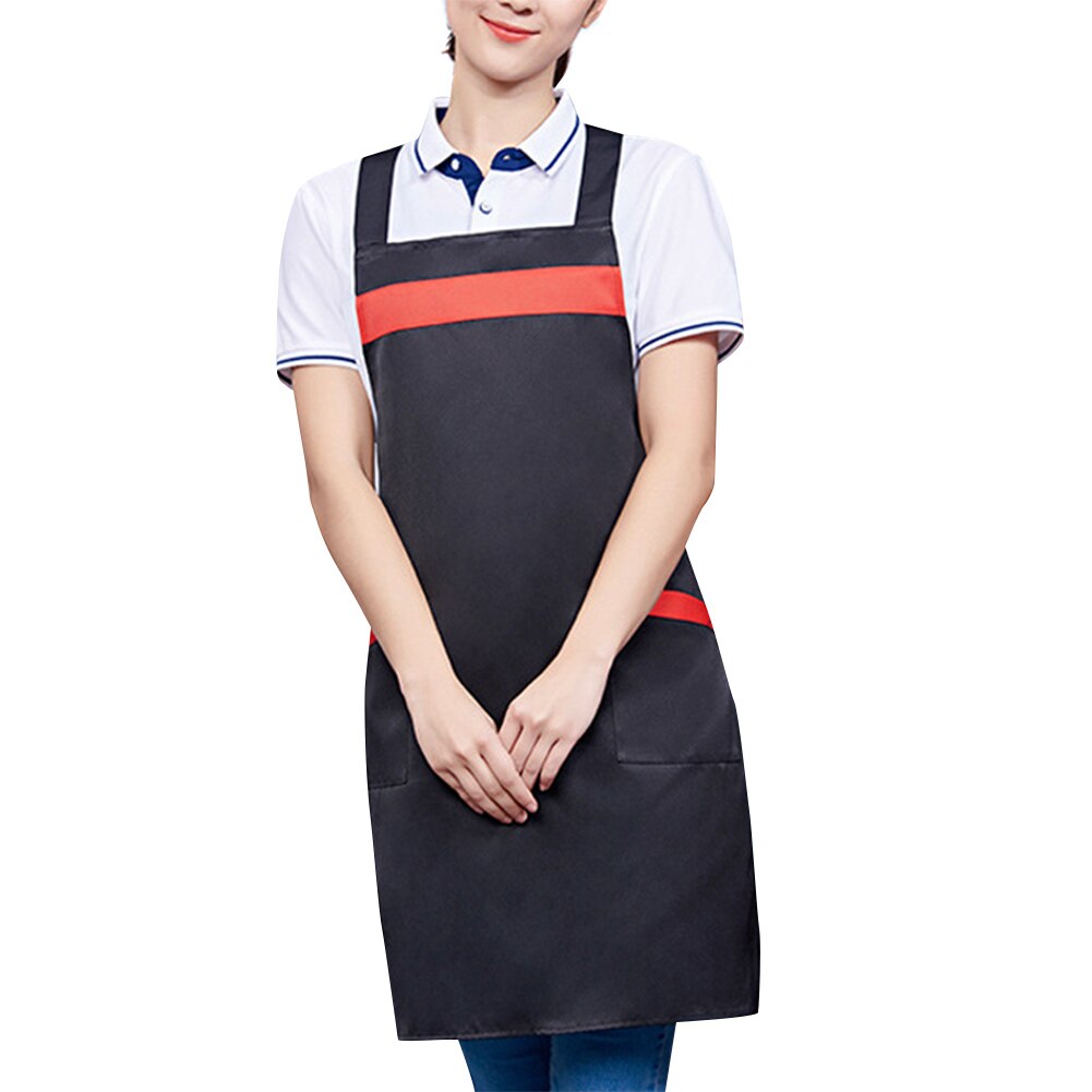Elastic Waterproof Cooking Apron Kitchen Keep Clothes Clean Sleeveless Men Women Apron AIC88: Black
