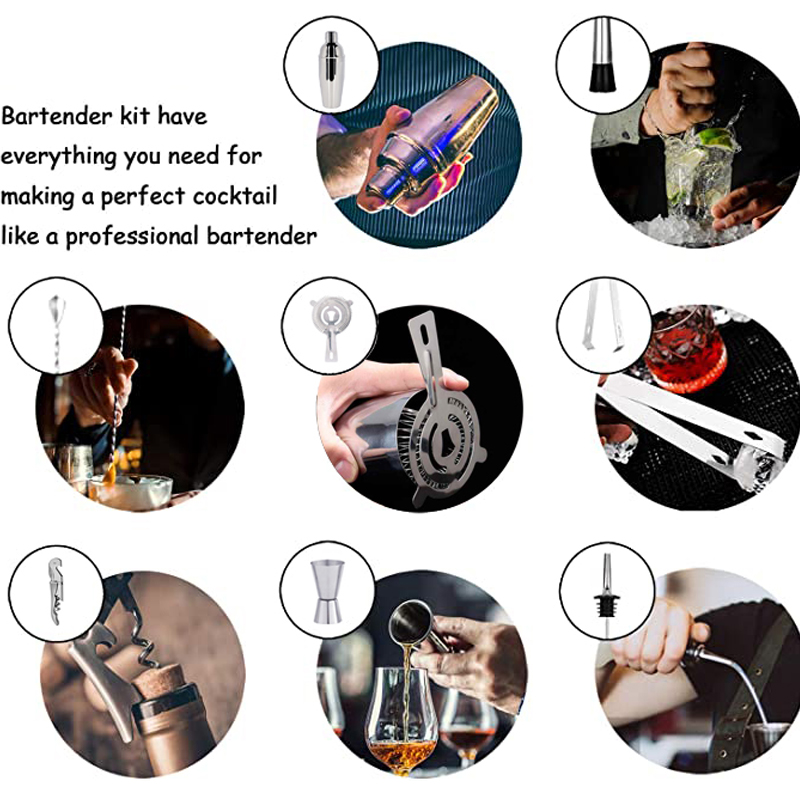 Bar Tool for , Experience for Drink Mixing, Bartender Kit:30-piece Cocktail Shaker Set with Stainless Steel Rotating Stand