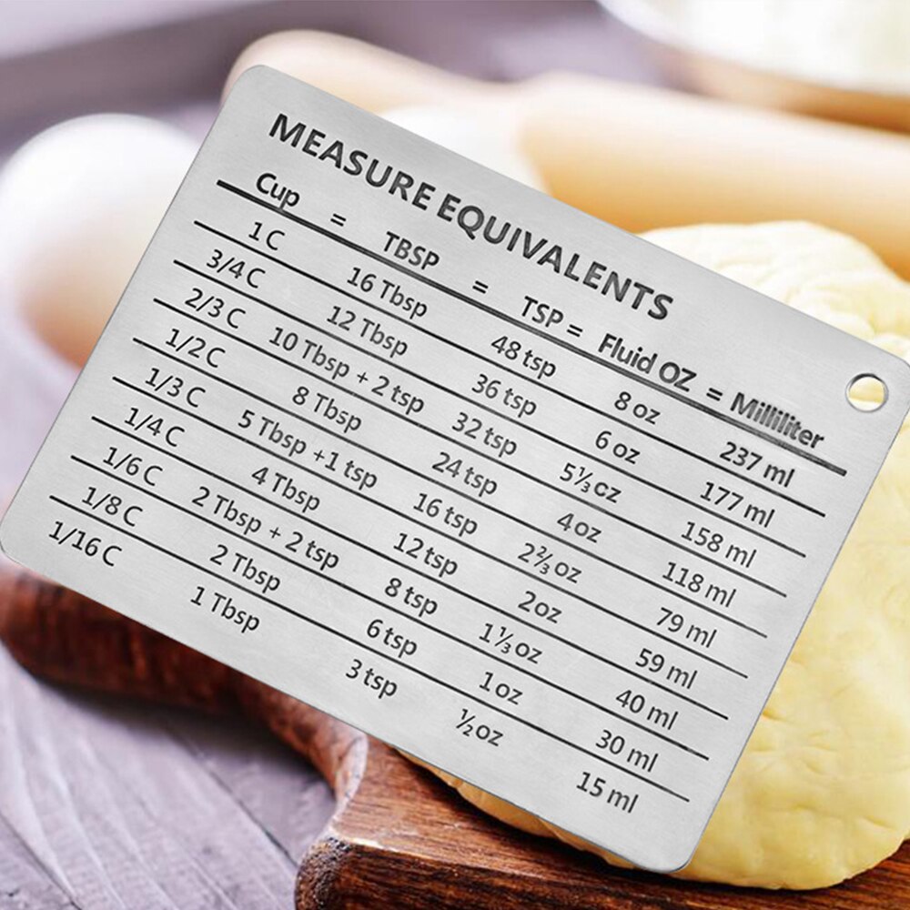 Measuring Cup Pastry Conversion Chart Magnetic Mount Scale Plate With Clear Scale Durable Stainlees Steel Kitchen Baking Tools