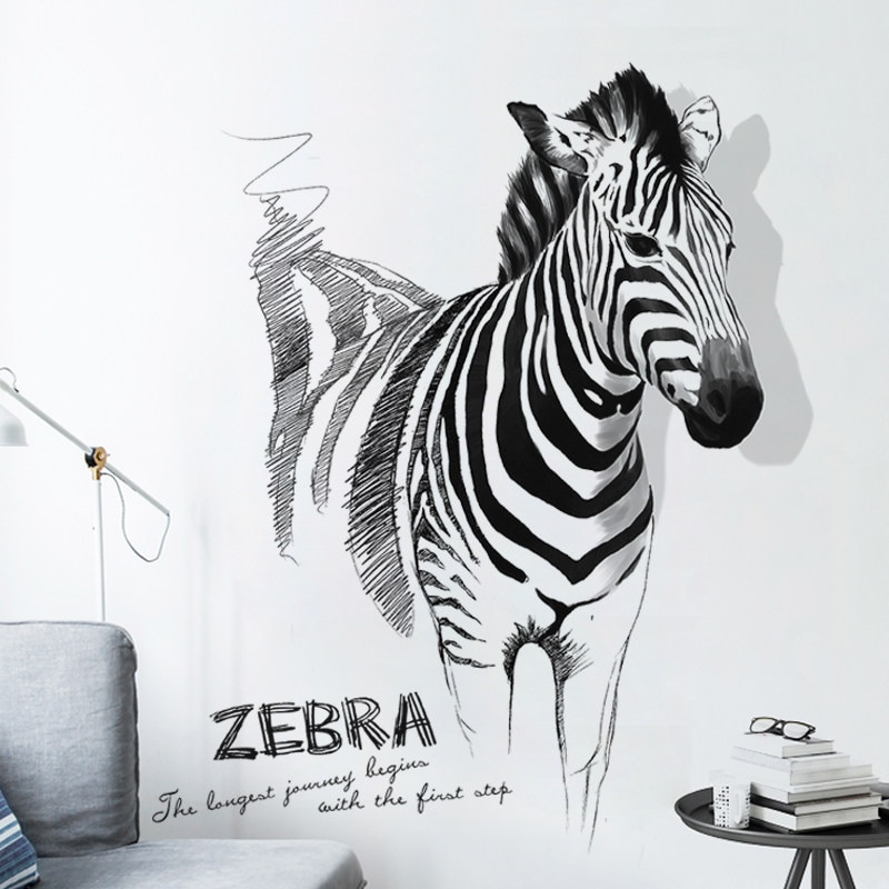 Creatieve Persoonlijkheid Zebra Muursticker Woonkamer Slaapkamer Decor Ingang Studie Achtergrond Muur Decor Home Decor Stickers