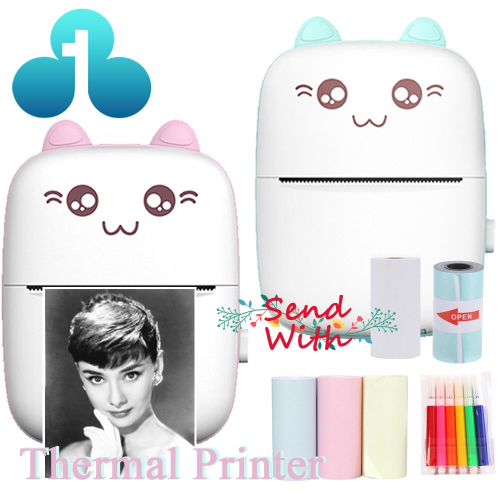 Thermal Printer MINI Portable Print Paper Photo Pocket Thermal Printer 58mm Printing Wireless Bluetooth Android IOS Printers