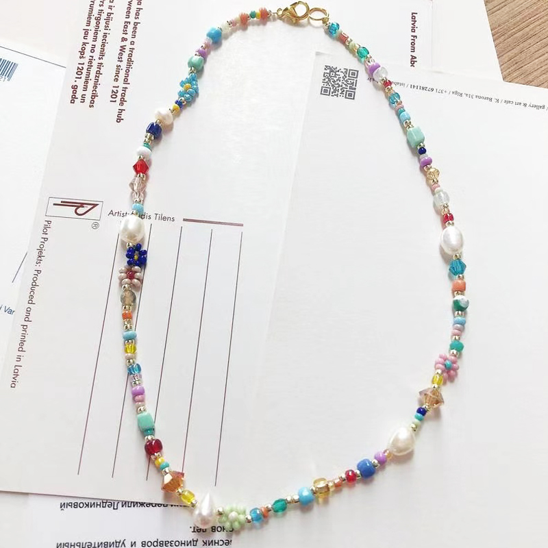 Feminino requintado pequeno colar de pérolas de água doce artesanal ajustável frisado gargantilha moda boêmio jóias presentes atacado: Zincado Preto