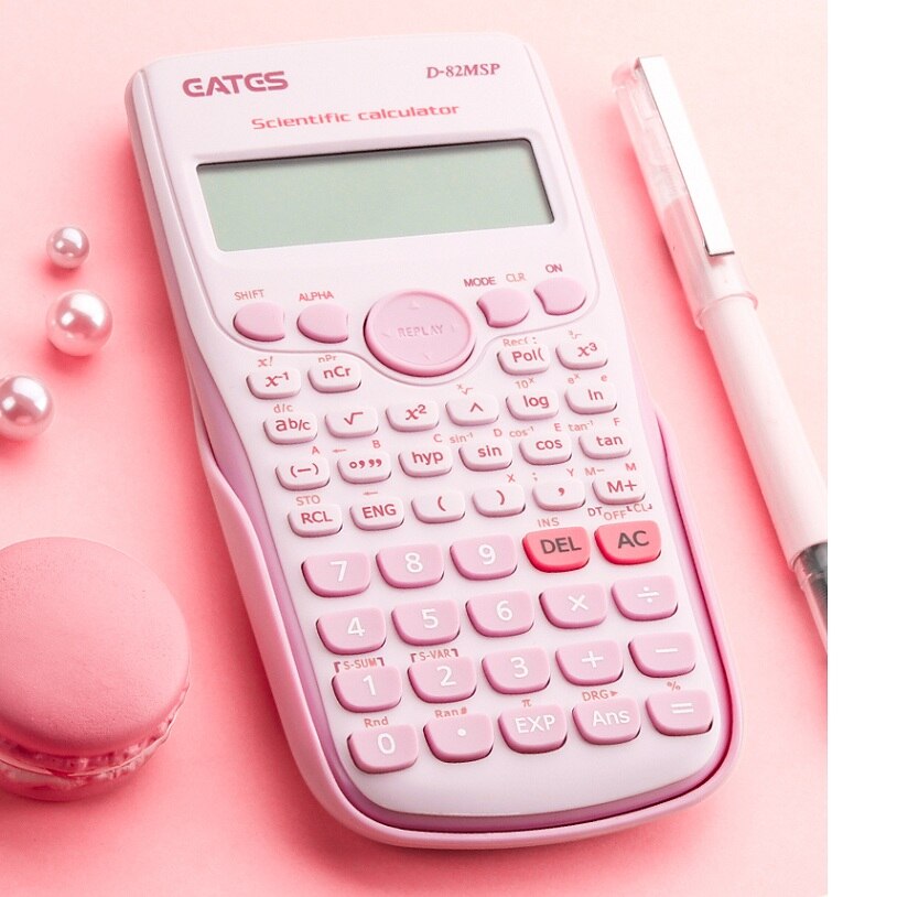 1pcs D-82MSP Digital Scientific Calculator 240 Functions Statistics Mathematics 2Line Display for Student School Undergraduate: Pink