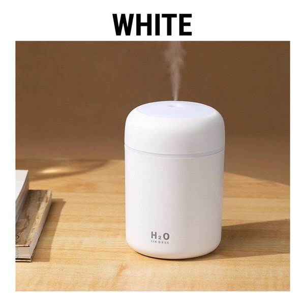 Humidificador con luz de colores, difusor de Aroma ultrasónico USB, purificador de aire con luz romántica: Blanco
