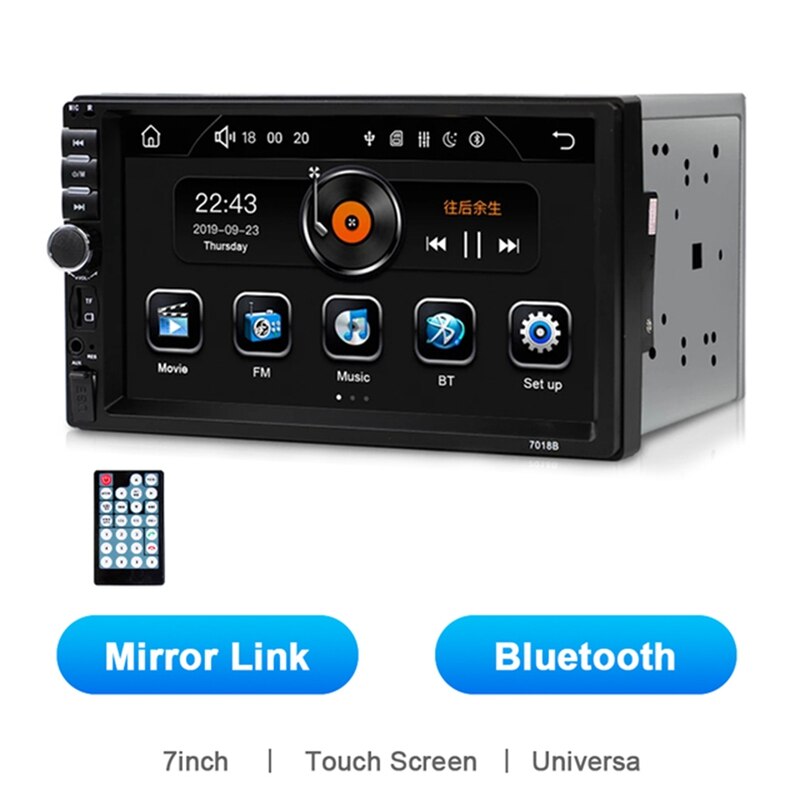2 Din Car Radio 7 Inch Touch Screen Stereo Receiver Screen Stereo Bluetooth FM MP5 SD USB Player With Camera
