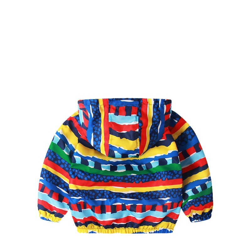 summer children hooded clothing rainbow striped print boys & girls jackets 1Y 3Y 3Y thin casual outerwear girls
