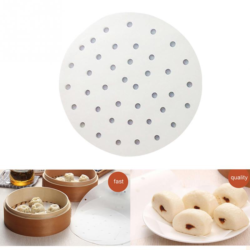 100 stks/partij Ronde Bakken Matten Siliconen Wax Papier Olie Absorptie Oven Barbecue Liners Wegwerp Stoomboot Papers 7 9 Inch