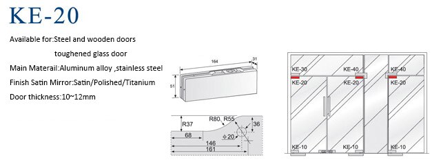 304 ke-20 rustfrit stål glas dør patch montering top patch bund patch glas klemme til glas dør