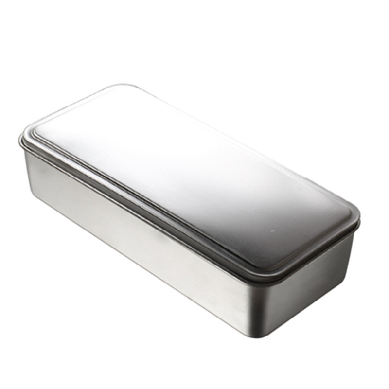 Thick 304 Stainless Steel Rectangular square Plate pan deep tray box with lid Grill BBQ Container plate set Storage serving dish