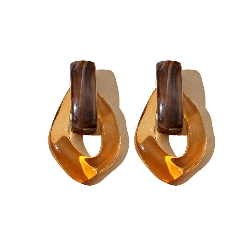 Farverige klar harpiks akryl øreringe til kvinder geometriske hule statement øreringe piger smykker