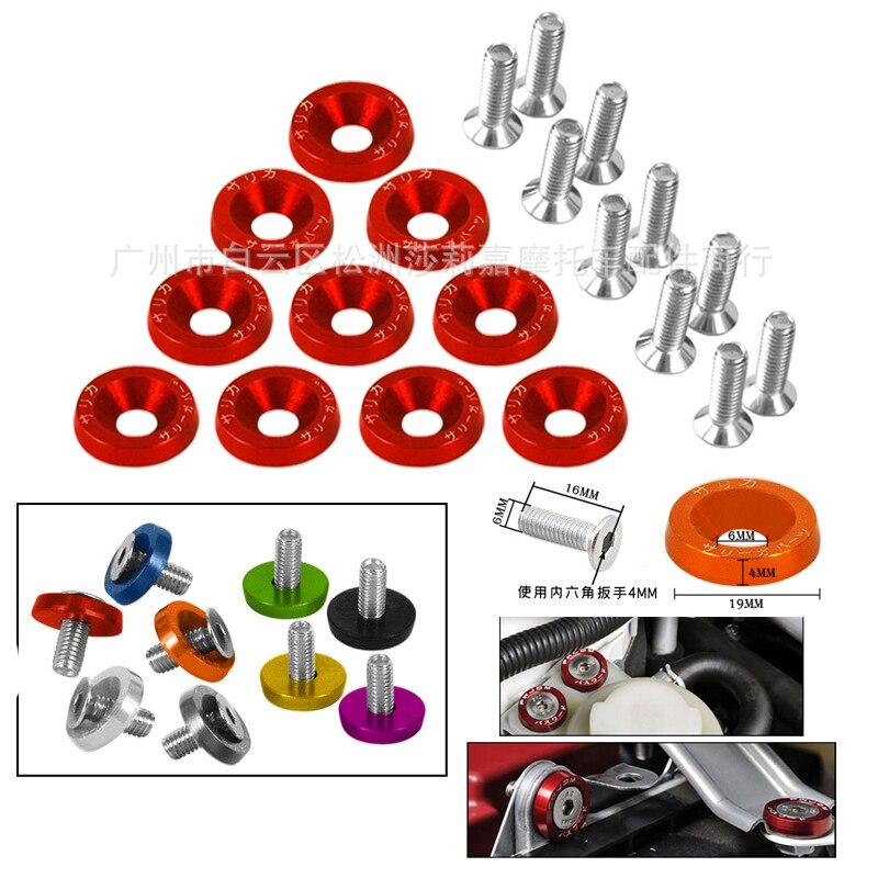 10 PCS motorbike parts fixed frame fairing mountings M6 motorcycle screw nut bolt universal moto screws 6MM scooter accessories
