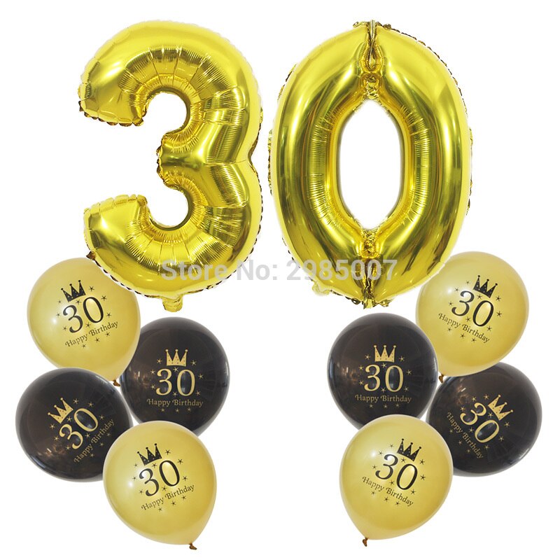 30th cumpleaños globo 40 50 60 70 80 años decoraciones para de cumpleaños número 30 adultos Oro Negro cumpleaños globos