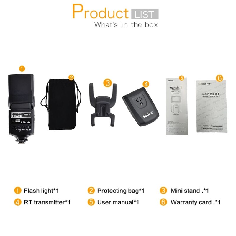 Godox TT520 Ii Universal Flash Speedlite Digitale Camera &#39;S Met Standaard Flitsschoen Voor Dslr Camera &#39;S Canon Nikon Pentax Olympus