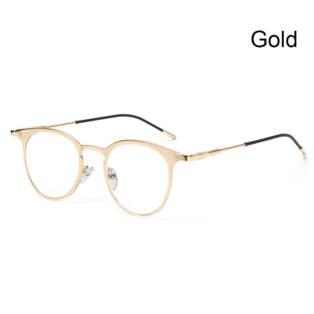 retro round frame computer protective glasses ladies men's metal glasses ultra light glasses: gold