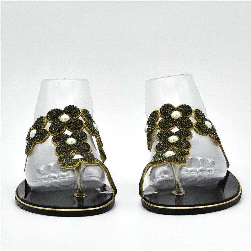 Últimas zapatillas africanas con diamantes de imitación para mujer, Zapatos de italiano para mujer, Zapatos de tacón bajo para mujer, Zapatos Africanos, calzado nigeriano