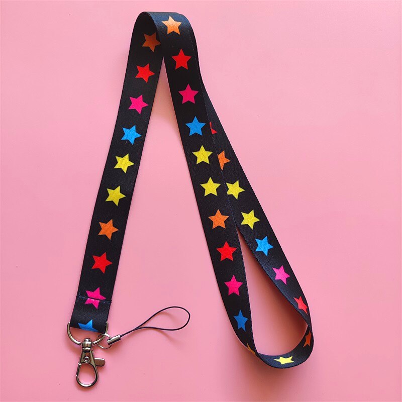 Leuke Ster Patroon Kaarthouder Mooie Neck Strap Lanyards Naam Badge Houder Card Cover Sleutelhanger Voor Kerst Cadeau: Long  rope