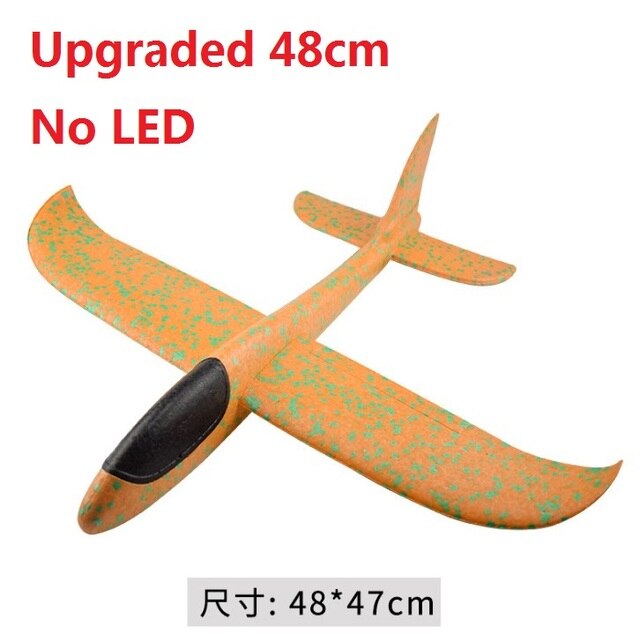 Schiuma aereo aliante bambini aeroplani lampade a Led modalità di volo aerei inerziali bambini lancio a mano all&#39;aperto giocattoli sportivi regalo: no LED 48cm yellow