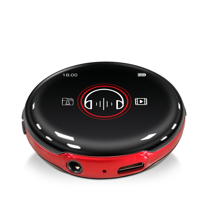 Runde MP3 Spieler Bluetooth Sport Mini 8GB MP3 Spieler tragbar Mit Eingebauter Lautsprecher FM E-buch Mit 1,44 Zoll TFT farbe Bildschirm: rot