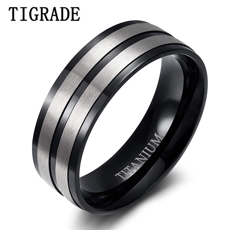 Tigrade Titan Ringe für Männer 8mm Matte Schwarz Engagement Hochzeit Band für Männliche Komfort Fit Plus Größe 5- größe 14 anillos hombre