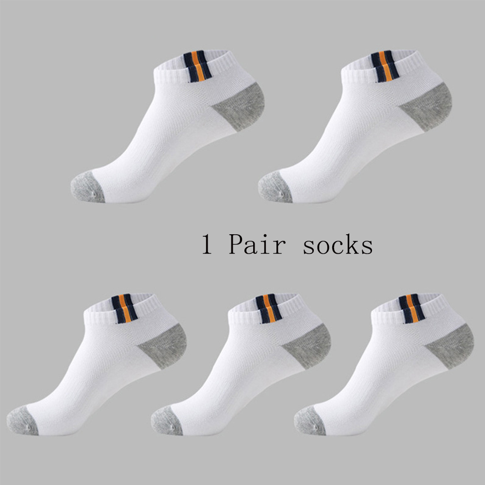 1 paires automne été hommes court Tube chaussettes mince respirant maille sport chaussettes couleur unie Patchwork coton cheville chaussettes: grey