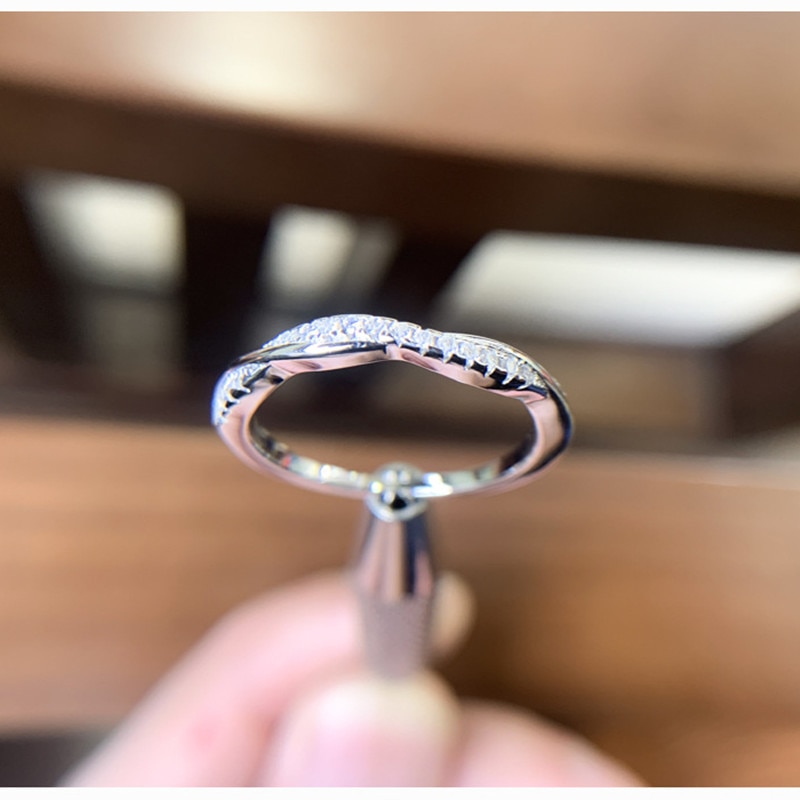 CC Simple Rings For Women Solid 925 Sterling Inlay Twisted 2.6mm Cubic Zirconia Bridal Wedding Jewelry CC1613