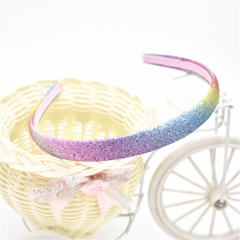 1pcs Pu shiny rainbow gradient hair band women's children's flash Bow Headband lace Headband: 8