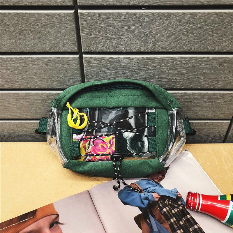 Riñonera transparente de PVC a la riñonera Unisex para hombre, bolsa de cinturón para teléfono de viaje, bolsa de PVC para el pecho, para mujer: green