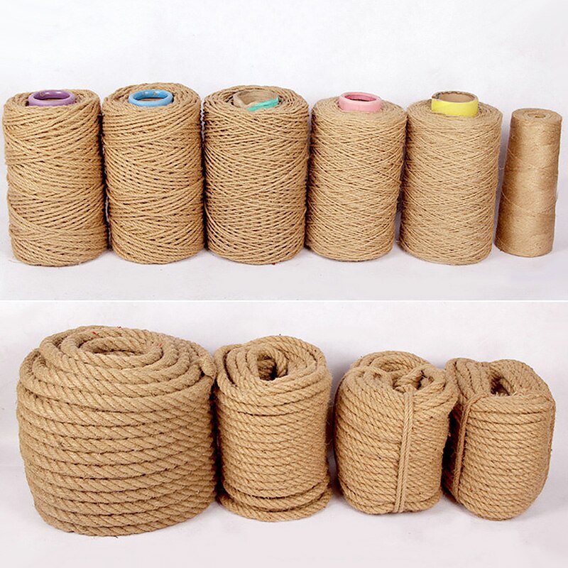 1Roll 5/10m Natural Jute Linen Rope Home Decoration Retro Style DIY Craft Cord Decorative Rope 4/6/8/10mm Diameter Handmade